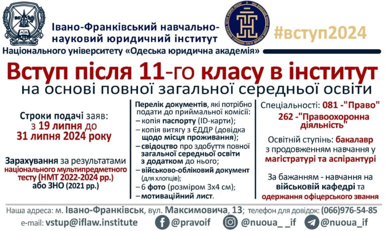 РОЗПОЧАВСЯ ПРИЙОМ заяв та документів для вступу